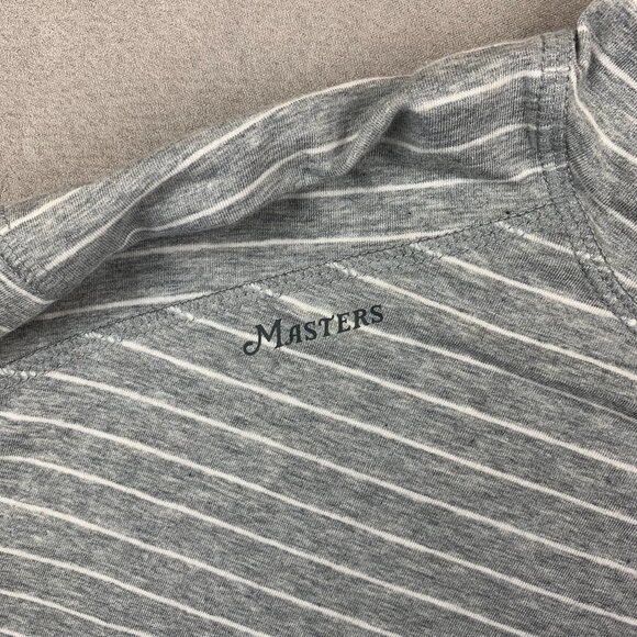 Masters Tasc Mens T-Shirt Hoodie Large Gray Striped Lightweight Golf Organic - Picture 3 of 8